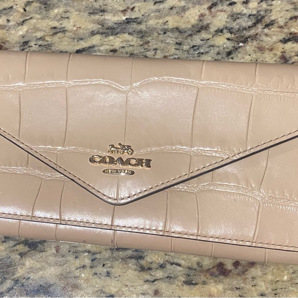 Coach Nude Croc-Embossed Wristlet